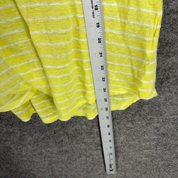 Gap T-Shirt Women M Medium Yellow Striped V-Neck Short Sleeve Linen Casual - Picture 6 of 7